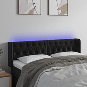 vidaXL Cabeceira de cama c/ luzes LED veludo 163x16x78/88 cm preto