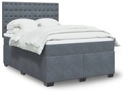 vidaXL Cama com molas/colchão 160x200 cm veludo cinzento-escuro