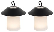 Conjunto de 2 Candeeiros de Mesa Cogumelo Preto C/ LED Recarregável - Ivan
