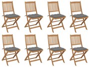 vidaXL Cadeiras de exterior dobráveis c/ almofadões 8pcs acácia maciça