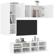 vidaXL 4 pcs móveis de parede p/ TV derivados de madeira branco