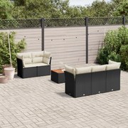 vidaXL 6 pcs conjunto sofás de jardim c/ almofadões vime PE preto