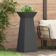 vidaXL Plantador de Pilar com Tigela Preto 40x40x100 cm em Aço.
