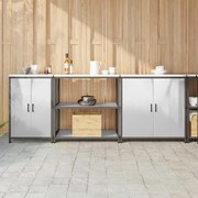 vidaXL Conjunto de Armazenamento de Cozinha com porta 3 pcs Prateado