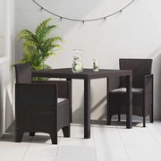 vidaXL Conjunto de Jantar para Jardim 3 pcs Castanho 100 x 100 x 73 cm