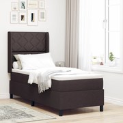 Cama Box Spring vidaXL com Colchão e LED Marrom Escuro 90x190 cm Tecid