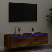 vidaXL Móvel de TV com luzes LED 100X35,5x25 cm carvalho fumado