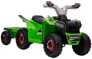 HOMCOM Quadriciclo Elétrico para Crianças com Reboque Bateria 6V de 18-36 Meses com Velocidade 2,5 km/h 106x41,5x48,5 cm Verde | Aosom Portugal