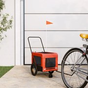 vidaXL Reboque bicicleta p/ animais tecido oxford/ferro laranja/preto
