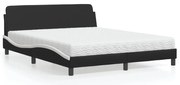 vidaXL Cama com colchão 160x200 cm couro artificial preto e branco