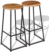 vidaXL Bancos de bar 2 pcs madeira de teca maciça
