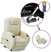 vidaXL Poltrona elevatória couro artificial cor creme