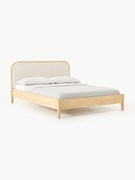 Cama de madeira com cabeceira em bouclé Jones