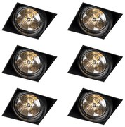 Conjunto de 6 focos embutidos pretos AR111 inclináveis e giratórios sem moldura - Oneon