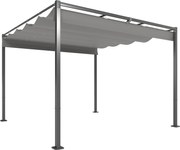 Outsunny Pérgola com Telhado Retrátil Pérgola de 3x3 m com Fecho Magnético Proteção UV30+ Pérgola para Jardim Cinzento | Aosom Portugal