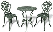 vidaXL 3 pcs conjunto bistrô alumínio fundido verde