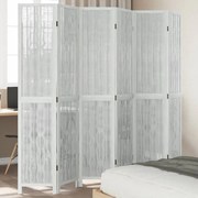 vidaXL Biombo com 6 painéis madeira de paulownia maciça branco