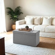 Banco com espaço de arrumação 38 x 76 x 38 cm cinzento