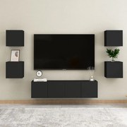 vidaXL 6 pcs conjunto de móveis de TV derivados de madeira preto