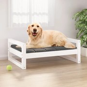 vidaXL Cama para cães 75,5x55,5x28 cm madeira de pinho maciça branco
