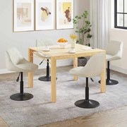 vidaXL Cadeiras de jantar giratórias 4 pcs veludo cor creme