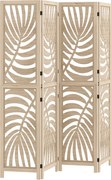 HOMCOM Biombo Interior em Madeira 4 Painéis 160x170 cm Dobrável e Portátil Padrão de Folha Design Removível Madeira Natural | Aosom Portugal