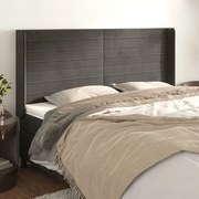 Cabeceira cama c/ abas veludo 183x16x118/128 cm cinzento-escuro