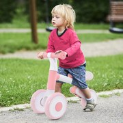 Bicicleta de equilíbrio infantil com assento regulável em altura e design duplo para bebés a partir de 1 ano ou até 25 kg Rosa