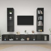 vidaXL Armários de parede para TV 4 pcs derivados de madeira cinzento