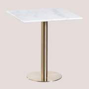 Mesa De Bar Quadrada Em Mármore Cosmopolitan Branco & ↔︎ 60 Cm & Ouro Champagne - Sklum