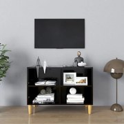 vidaXL Móvel de TV c/ pernas de madeira maciça 69,5x30x50 cm preto