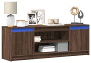 vidaXL Móvel de TV com luzes LED derivados madeira carvalho castanho