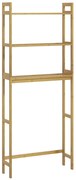 kleankin Estante sobre Sanita de Bambu com 3 Prateleiras Pés com Almofadas Antiderrapantes e Anti-Tombo 68x20x135 cm Madeira