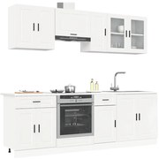vidaXL 8 peças armário de cozinha conjunto Kalmar branco brilhante