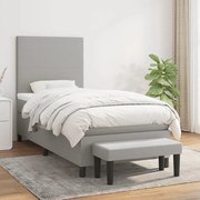 vidaXL Cama com molas/colchão 90x200 cm tecido cinza-claro