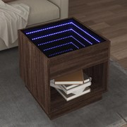 vidaXL Mesa de centro luzes LED Infinity 50x50x50 cm carvalho castanho