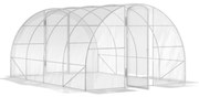 Outsunny Estufa de Túnel 395x295x195 cm Estufa de Exterior Jardim com 2 Portas Estufa para Horticultura com Teto Arredondado Transparente | Aosom Portugal
