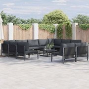 vidaXL Conjunto de Sofá de Jardim 11 pcs Cinzento-escuro Aço