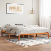 Cama sem colchão 160x200 cm madeira pinho maciço castanho-mel