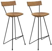 vidaXL Bancos de bar 2 pcs madeira de teca maciça