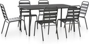 vidaXL 7 pcs conjunto de jantar jardim aço cinzento escuro