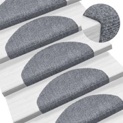vidaXL Tapetes de escada autoadesivos 5 peças 65x21x4 cm cinza claro semicircular grande