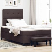 vidaXL Cama Box Spring com Colchão e Banco Marrom Escuro 120x200 cm Tecido