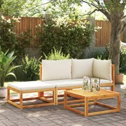 vidaXL Conjunto de sofás de jardim vidaXL de 3 peças com almofadas de madeira de acácia e corda