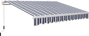 Outsunny Toldo Manual Retrátil 395x245 cm Ângulo Ajustável Braço Articulado Anti-UV e Impermeável Montagem na Parede Azul e Branco | Aosom Portugal