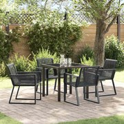 vidaXL Conjunto de jantar de jardim de 5 peças em rattan sintético preto