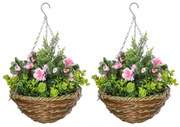 Conjunto de 2 Plantas Lisianthus Suspensas Artificiais para Interior e