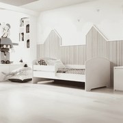 Cama infantil branca Luk 140x70 com grade - colchão e estrado incluído