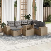 vidaXL 8 pcs conjunto de sofás p/ jardim com almofadões vime PE bege