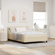 vidaXL Cama Box Spring com Colchão Creme 140x190 cm Tecido